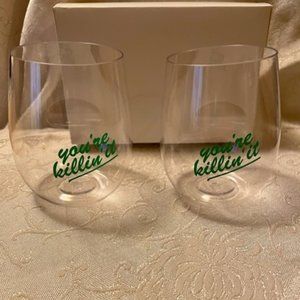 Avon Skin so Soft Plastic Wine Glass Set 2 plastic glasses in set. New in box